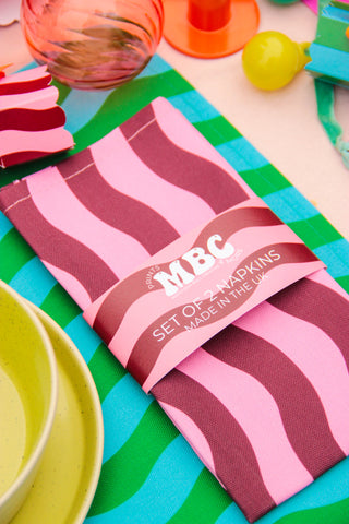 Pink & Maroon Placemat/Napkin Pair