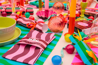 Pink & Maroon Placemat/Napkin Pair