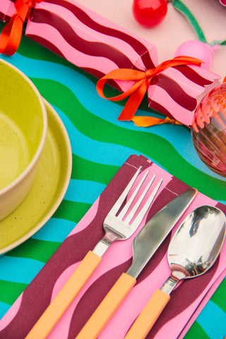 Pink & Maroon Placemat/Napkin Pair