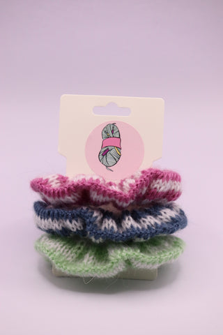 Crochet Hair Scrunchie - 3-Pack - Pink, Navy & Green