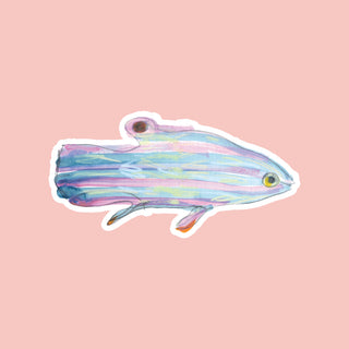 Illustrated Die Cut Sticker - Pink & Blue Fish