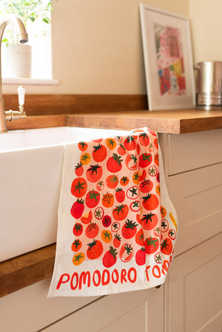 Pomodoro tomatoes organic cotton tea towel