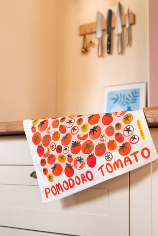 Pomodoro tomatoes organic cotton tea towel