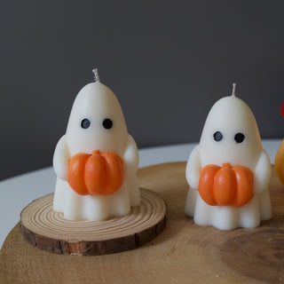 Pumpkin Ghost Candle - Trick