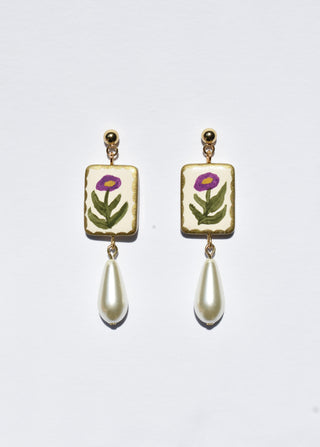 Purple Poppy Flower Earrings