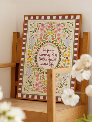 Quiet Life Quote Check Border Print