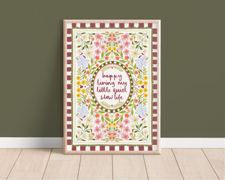 Quiet Life Quote Check Border Print