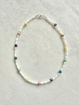 RAINBOW GEMSTONE & MOTHER OF PEARL NECKLACE