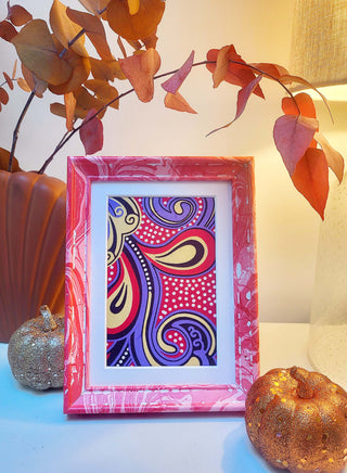 Red & Pink Marble Wood Picture Frame