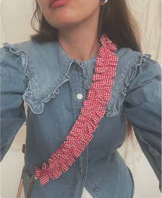 Red Gingham Ruffle Phone Strap