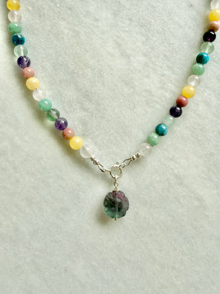 RAINBOW BEADED NECKLACE - FLUORITE