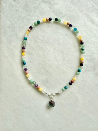 RAINBOW BEADED NECKLACE - FLUORITE