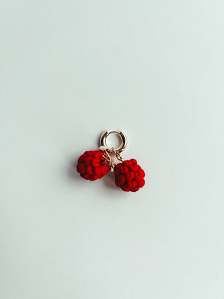 Raspberry Charm Hoop Earrings