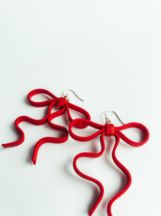 Red Bow Earrings