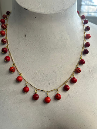 Bubble Garland Necklace - Red Imperial Jasper