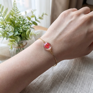 Red Spiraea Adjustable Bracelet