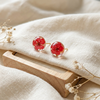 Red Spiraea Stud Earrings