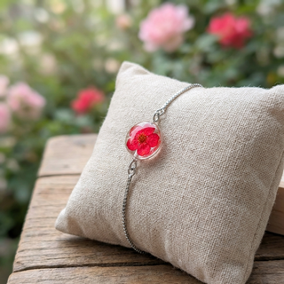 Red Spiraea Adjustable Bracelet