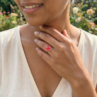 Red Spiraea Adjustable Ring