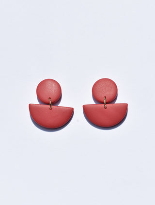 Red Half Moon Earrings