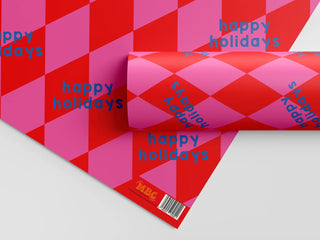 Red & Pink Seasons Greetings Gift Wrap