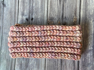 Rosalinda Pink Merino Wool Chunky Knit Braided Hearts Infinity Scarf
