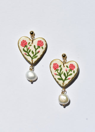 Rose Heart Earrings