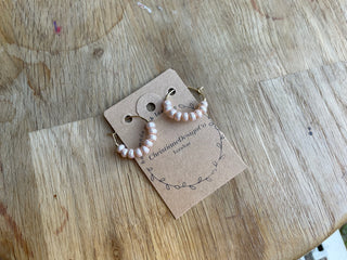 Medium big beaded gold hoops - rose