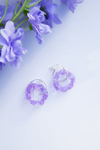 SCRUNCHIE HOOP EARRINGS - DARK LAVENDER