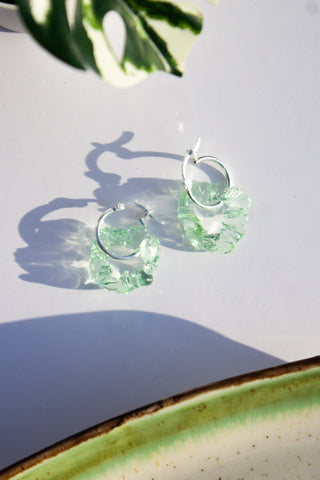 SCRUNCHIE HOOP EARRINGS - PALE EMERALD GREEN