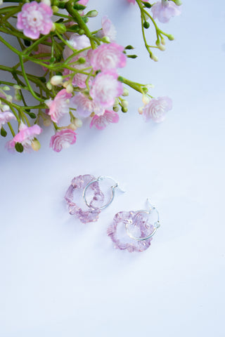SCRUNCHIE HOOP EARRINGS - PALE PURPLE