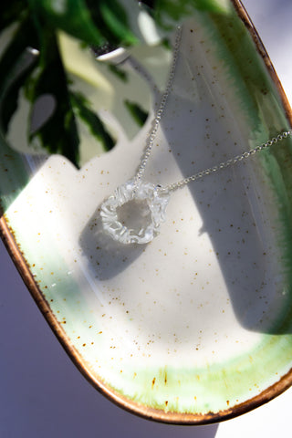 SCRUNCHIE PENDANT - CLEAR + WHITE