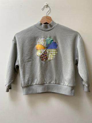 Kid’s Sage Sweatshirt with Flower Patchwork, 6 years