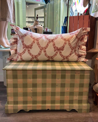 Sanderson bow ruffle bolster cushion