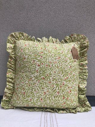 Sanderson vine leaves ruffle cushion