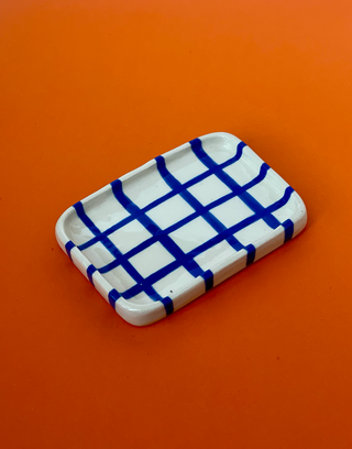 Blue Cheque Trinket Dish