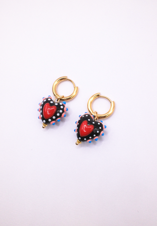 Hayley Heart Earrings - Black