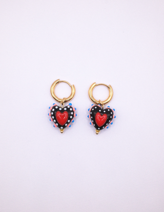Hayley Heart Earrings - Black