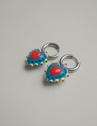 Hayley Heart Earrings - Blue