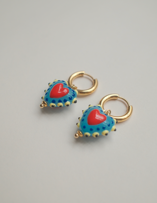 Hayley Heart Earrings - Blue