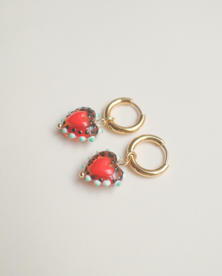 Hayley Heart Earrings - Brown