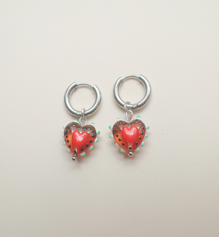 Hayley Heart Earrings - Brown