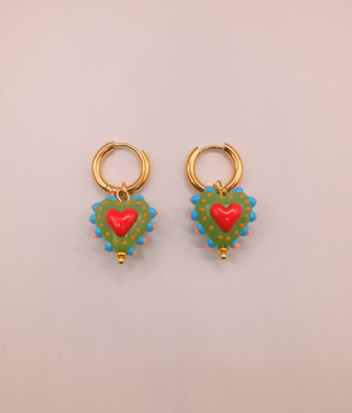 Hayley Heart Earrings - Green