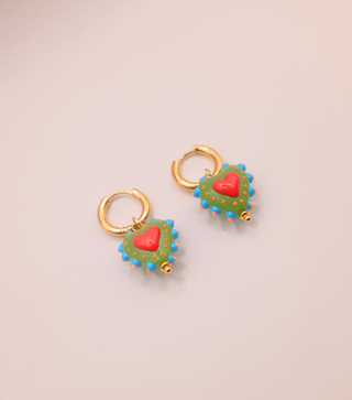 Hayley Heart Earrings - Green