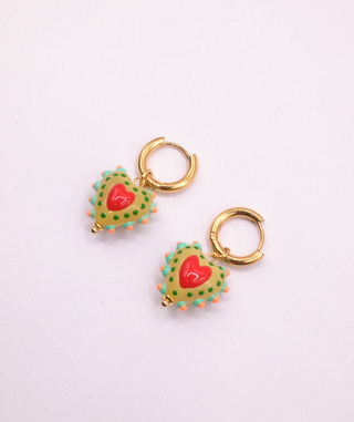 Hayley Heart Earrings - Lime Green