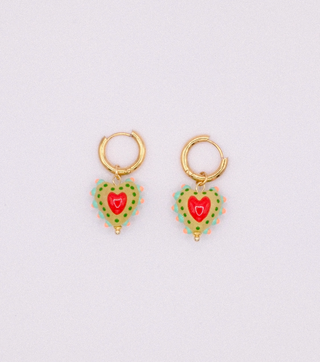 Hayley Heart Earrings - Lime Green