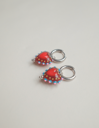 Hayley Heart Earrings - Maroon
