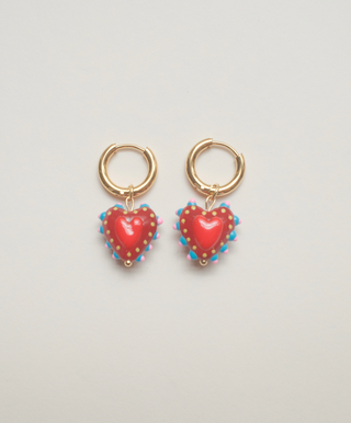 Hayley Heart Earrings - Maroon
