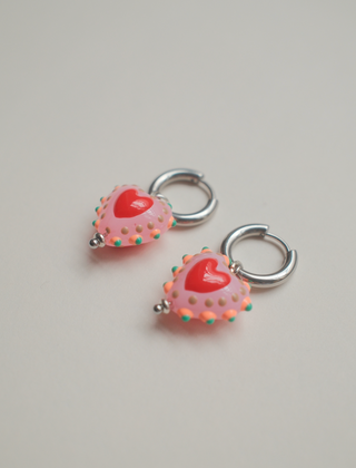 Hayley Heart Earrings - Pink