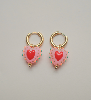Hayley Heart Earrings - Pink